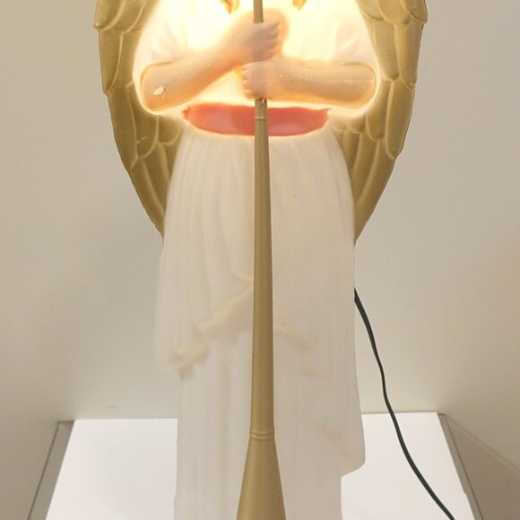 Vintage TPI 34" Large Blow Molded Christmas Angel with Horn Nativity Lamp - Picture 11 of 12
